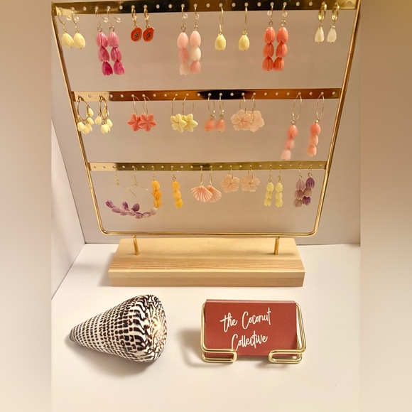 The Coconut Collective Aloha Black Hebrew Cone Gold Earrings NWT! - Picture 5 of 5